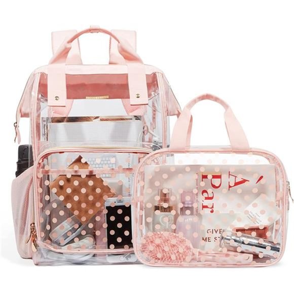 Clear Backpack Heavy Duty Transparent Backpack Set See Through Bookbags Durable - Picture 1 of 7